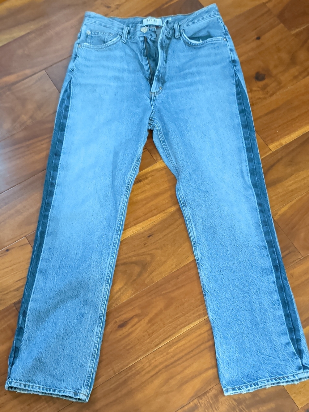 Agolde Light Blue Jeans with Dark Blue Side Stripe